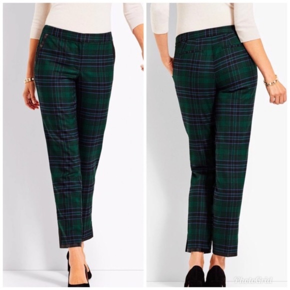 Talbots Pants - Talbots Green Black Plaid Wool Dress Pants 18 WP